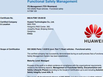 新起點(diǎn) 華為MDC智能駕駛計(jì)算平臺(tái)通過(guò)ISO 26262認(rèn)證