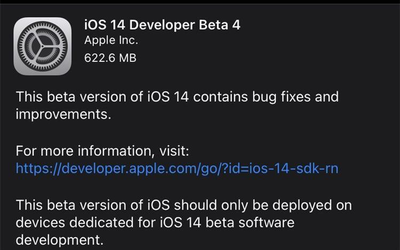 iOS14和/iPadOS14第四個Beta版現(xiàn)已提供開發(fā)者下載