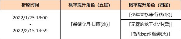 《原神》「浮生孰來」祈愿：「循循守月·甘雨(冰)」概率UP！